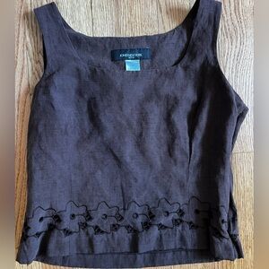 Adorable Silk and Linen Square Neck Tank Top